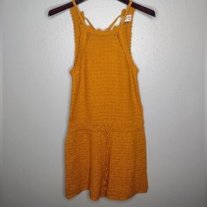 Universal Thread Crochet Knit Romper Jumpsuit Small Mustard Bohemian A10